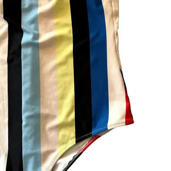 Colorful Stripes Backless One Piece Swimsuit BathingSuit Women Size Large - Picture 5 of 6